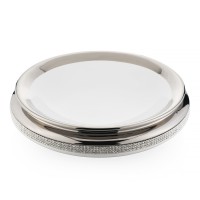 DUBAI Подставка для аксессуаров D35хН9 см, керамика, цвет белый, декор платина, swarovski