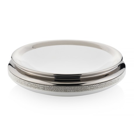 DUBAI Подставка для аксессуаров D35хН9 см, керамика, цвет белый, декор платина, swarovski