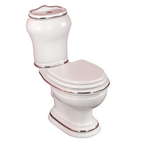 MILADY Комплект унитаз моноблок, декор D2 платина, выпуск в стену, бачок, кнопка хром (БЕЗ КРЫШКИ)