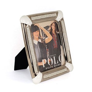 DUBAI Рамка для фотографий 26хН33 см, керамика, цвет платина с белыми вставками, swarovski