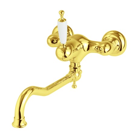 CUCINA OXFORD См-ль д/кухни моноком. настенный, излив 25 см, ручка белая/золото