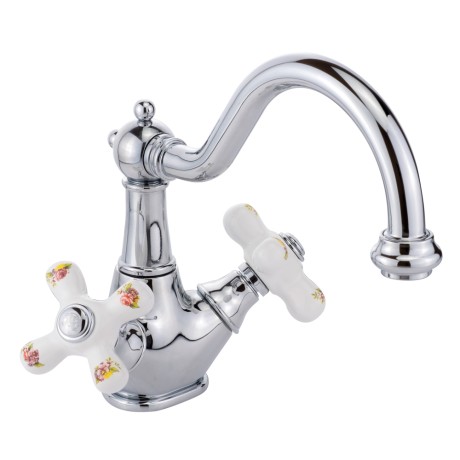 PROVANCE См-ль д/раковины, донный клапан "click-clack", бел. с декором/хром