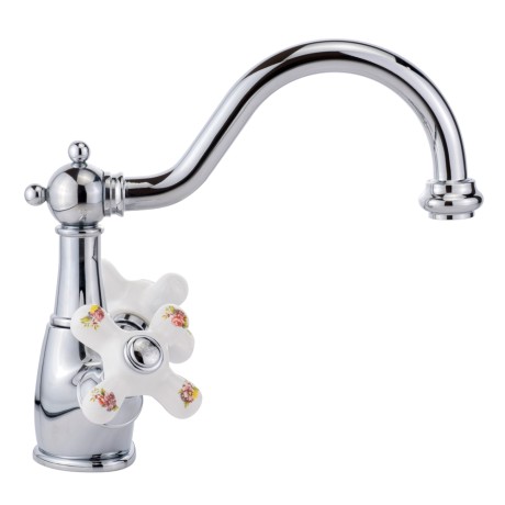 PROVANCE См-ль д/раковины, донный клапан "click-clack", бел. с декором/хром