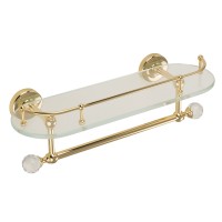 AMERIDA Полка c галереей, L36 см, с полотенцедержателем, стекло/золото/Crystal