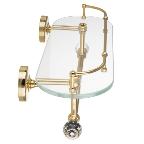 AMERIDA Полка c галереей, L36 см, с полотенцедержателем, стекло/золото/Crystal