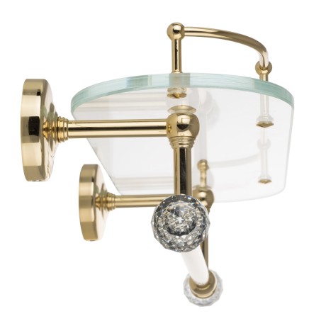 AMERIDA Полка c галереей, L36 см, с полотенцедержателем, стекло/золото/Crystal