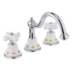 PROVANCE См-ль д/раковины, на 3 отв., донный клапан &quot;click-clack&quot;, бел. с декором/хром