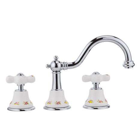 PROVANCE См-ль д/раковины, на 3 отв., донный клапан "click-clack", бел. с декором/хром