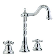 PRESTIGE См-ль д/раковины излив &quot;змейка&quot;, на 3 отв., донный клапан &quot;click-clack&quot;, хром