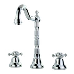 PRESTIGE См-ль д/раковины излив &quot;змейка&quot;, на 3 отв., донный клапан &quot;click-clack&quot;, хром