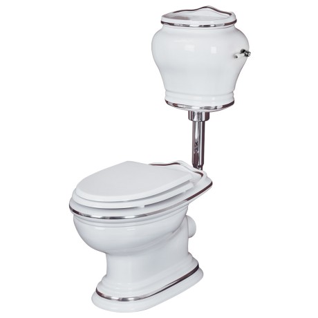 MILADY Комплект унитаз напольный декор D2 платина вып. в стену, бачок низкий, ручка хром(БЕЗ КРЫШКИ)