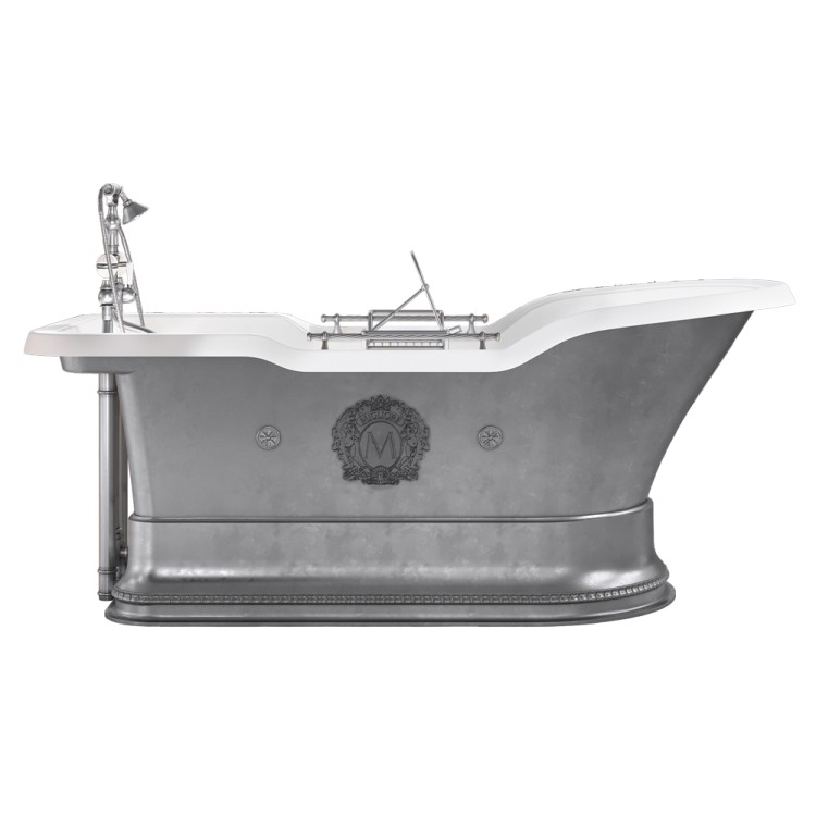 Ванна Migliore Impero Podium 26352 184x80 см, хром, отдельностоящая с ручками, на подиуме, cо сливом-переливом хром