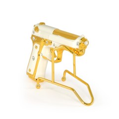 PISTOLETTO Пистолет 20х13 см. на подставке золото, керамика белая, декор золото/swarovski