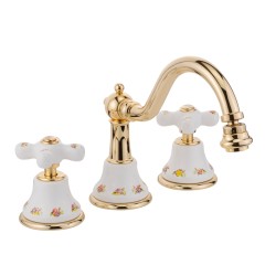 PROVANCE См-ль д/биде, на 3 отв., донный клапан &quot;click-clack&quot;, бел. с декором/золото