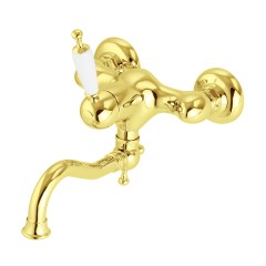 CUCINA OXFORD См-ль д/кухни моноком. настенный, излив 18 см, ручка белая/золото