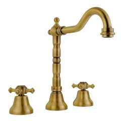 PRESTIGE См-ль д/раковины излив &quot;змейка&quot;, на 3 отв., донный клапан &quot;click-clack&quot;, бронза