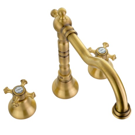 PRESTIGE См-ль д/раковины излив "змейка", на 3 отв., донный клапан "click-clack", бронза