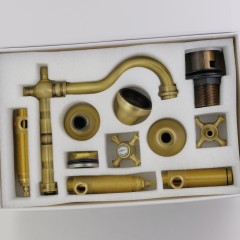 PRESTIGE См-ль д/раковины излив &quot;змейка&quot;, на 3 отв., донный клапан &quot;click-clack&quot;, бронза