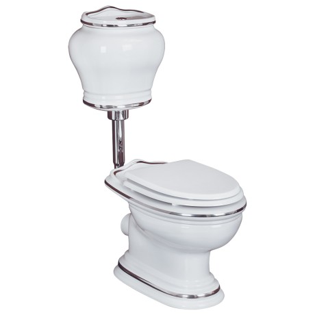 MILADY Комплект унитаз напольный декор D2 платина вып.в стену, бачок низкий, кнопка хром(БЕЗ КРЫШКИ)