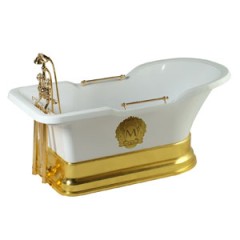 IMPERO PODIUM Ванна 180x87хH76 см. бел, подиум золото, слив/перелив золото+ 2 дек." MIGLIORE"