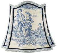 COMPLEMENTI Абажур (308) для светильника, экран, ткань, цвет голубой с рисунком, декор хром