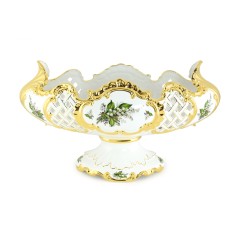 PRIMAVERA Ваза настольная 58х23хН34 см, керамика, цвет белый, декор золото