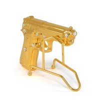 PISTOLETTO Пистолет 20х13 см. на подставке золото, керамика золото, декор swarovski