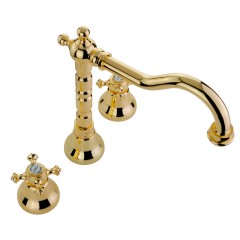 PRESTIGE См-ль д/раковины излив &quot;змейка&quot;, на 3 отв., донный клапан &quot;click-clack&quot;, золото