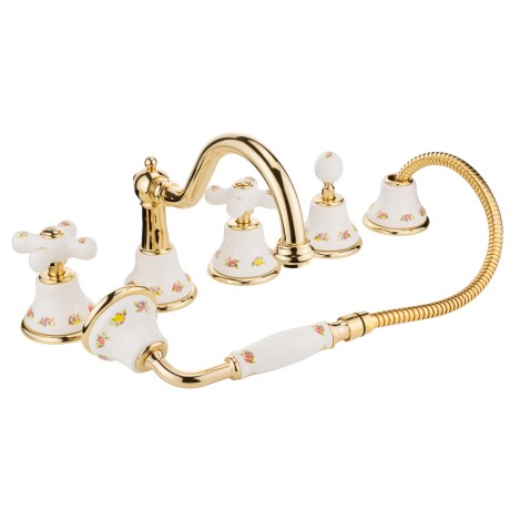 PROVANCE См-ль на борт ванны, на 5 отв., бел. с декором/золото