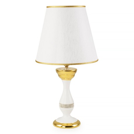 DUBAI Лампа настольная H.50 см. с абажуром, керамика белая / swarovski / декор золото