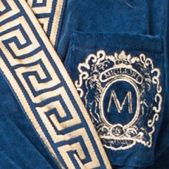 TESORO Халат банный, 100% хлопок, цвет: синий, размер: 46-48