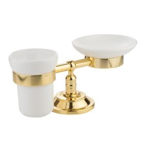 MIRELLA Мыльница и стакан настольные, керамика/золото