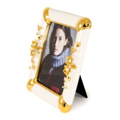 EMOZIONI Рамка для фотографий 26хН33 см, керамика, цвет белый, декор золото, swarovski