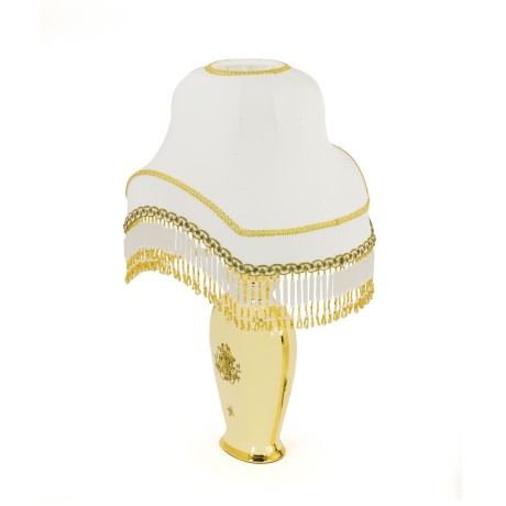 AMANTE CREMA Лампа настольная с абажуром, керамика кремовая / декор золото