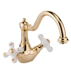 PROVANCE См-ль д/раковины, донный клапан &quot;click-clack&quot;, бел. с декором/золото