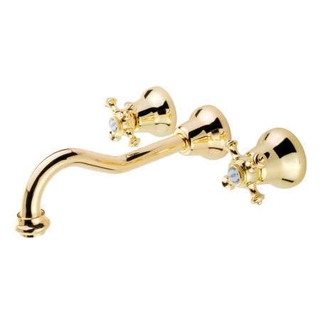 PRESTIGE См-ль д/раковины скрытого монтажа настенный, донный клапан "click-clack", золото