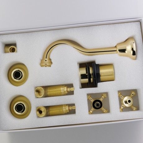 PRESTIGE См-ль д/раковины скрытого монтажа настенный, донный клапан "click-clack", золото