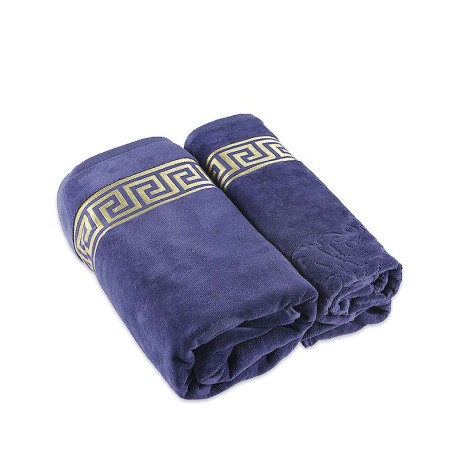 TESORO Набор из 2-х полотенец: 100х150, 50х90 см, 100% хлопок, цвет: синий