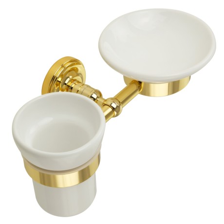 MIRELLA Мыльница и стакан настенные, керамика/золото