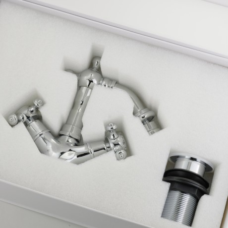 PRESTIGE См-ль д/биде излив "змейка", донный клапан "click-clack", хром