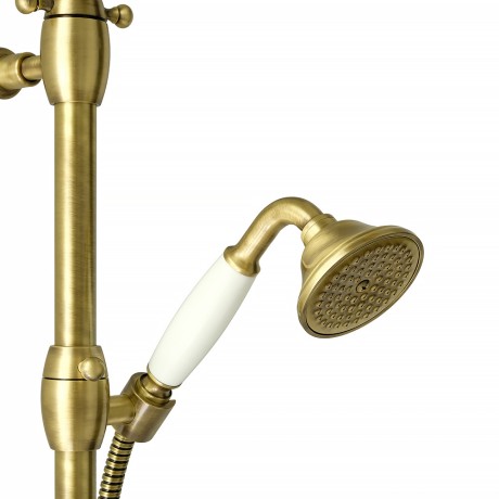 OXFORD Душевой настенный гарнитур (см-ль д/душа/колонна ARCO/верхний душ/шланг/ручной душ),бронза