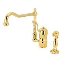 CUCINA QUEEN NOSTALGIA См-ль д/кухни моноком., на два отв. с лейкой, золото