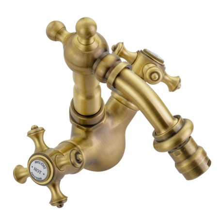 PRESTIGE См-ль д/биде излив "змейка", донный клапан "click-clack", бронза