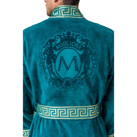 TESORO Халат банный, 100% хлопок, цвет: зеленый, размер: 46-48