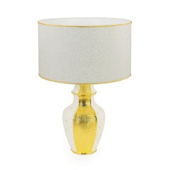 DUBAI Лампа настольная H.67 см. с абажуром, керамика белая / swarovski / декор золото