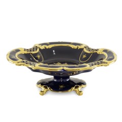 AMANTE BLU Ваза настольная 47x35xH16 см на основании, керамика, цвет синий, декор золото