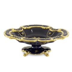 AMANTE BLU Ваза настольная 47x35xH16 см на основании, керамика, цвет синий, декор золото