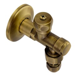 RICAMBI Кран-фильтр, 1/2&quot; х 1/2&quot;, с переходником на 3/8&quot; и цангой для жесткой подводки, бронза