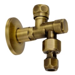 RICAMBI Кран-фильтр, 1/2&quot; х 1/2&quot;, с переходником на 3/8&quot; и цангой для жесткой подводки, бронза