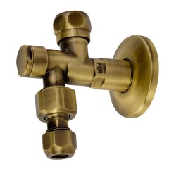 RICAMBI Кран-фильтр, 1/2&quot; х 1/2&quot;, с переходником на 3/8&quot; и цангой для жесткой подводки, бронза